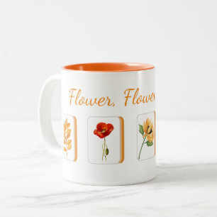 Mahjong-Blumenkachel-Tasse Zweifarbige Tasse