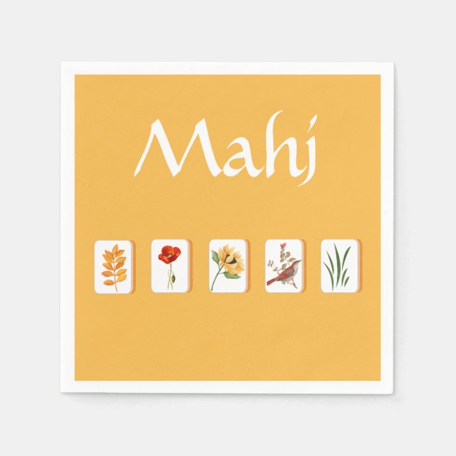 Mahjong-Blumenkacheln Serviette (Vorderseite)