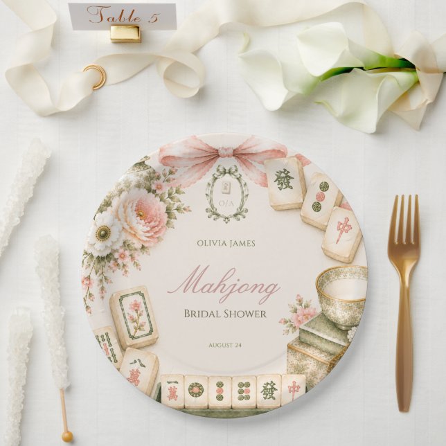 Mahjong-Brautparty Pappteller (Hochzeit)