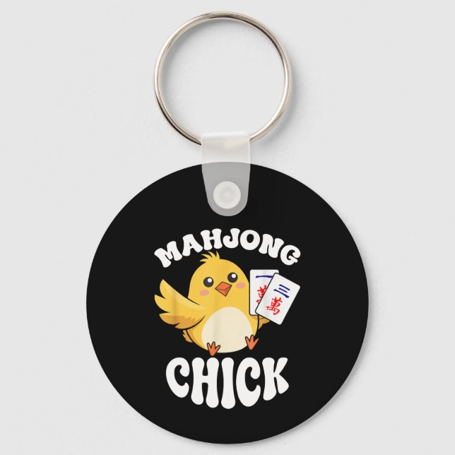 Mahjong Chick Chinese Board Game Player Schlüsselanhänger (Vorderseite)