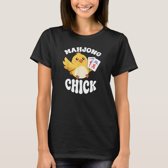 Mahjong Chick Chinese Board Game Player T-Shirt (Vorderseite)