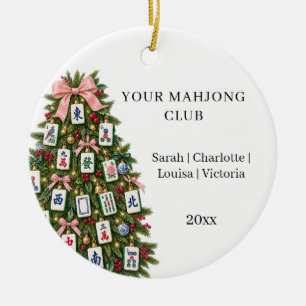 Mahjong-Club-Mitglieder Namen Weihnachtsbaum Keramik Ornament