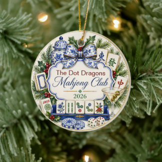 Mahjong-Club-Weihnachtsbaumschmuck-Geschenk Keramik Ornament