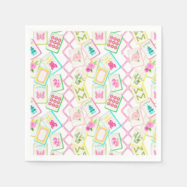 Mahjong Cocktail Napkin Serviette (Vorderseite)
