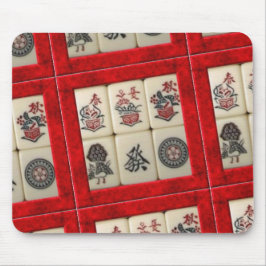 Mahjong deckt rote Rahmen mit Ziegeln Mousepad