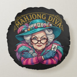 Mahjong Diva Funny Women's Rundes Kissen