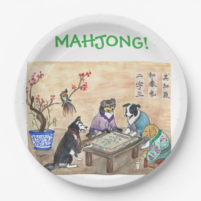 Mahjong Dogs - Pappteller (Vorderseite)