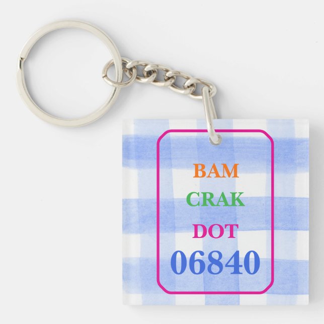 Mahjong Dot Crak Bam Blue Karo ZIPCODE Keyring Schlüsselanhänger (Vorderseite)