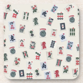 Mahjong Fliesen auf pastellfarbenem Abzeichen Kuns Getränkeuntersetzer