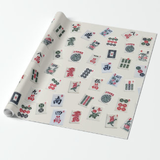 MahJong Fliesen-Design auf Abzeichen Geschenkpapier