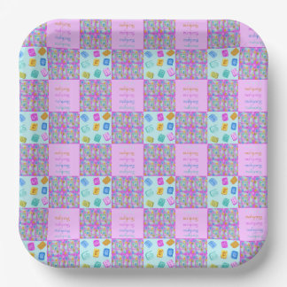 Mahjong-Fliesen-Patchwork Pappteller