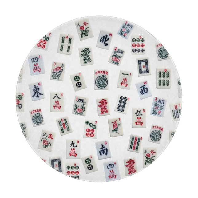 MahJong-Fliesen und Symbole Schneidebrett (Vorderseite)
