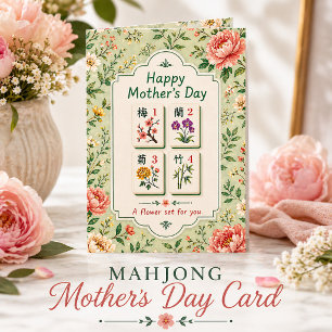Mahjong Floral Muttertag Elegante Karte