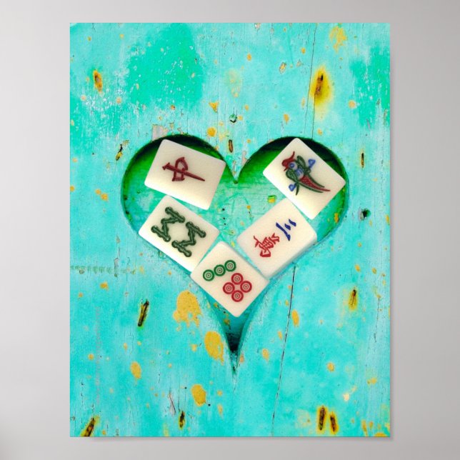 Mahjong füllt mein Heart Poster (Vorne)