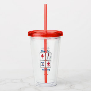 Mahjong Game Tiles Design Acrylic Tumbler Acryltrinkbecher