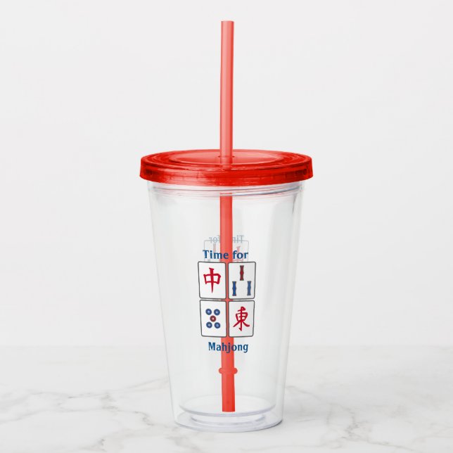 Mahjong Game Tiles Design Acrylic Tumbler Acryltrinkbecher (Vorderseite)
