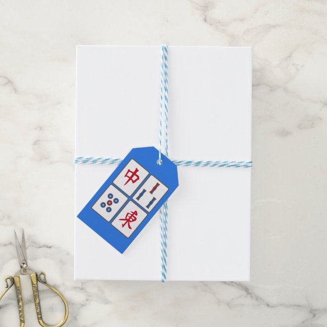 Mahjong Game Tiles Design Geschenkkarte Geschenkanhänger (Mit Garn)
