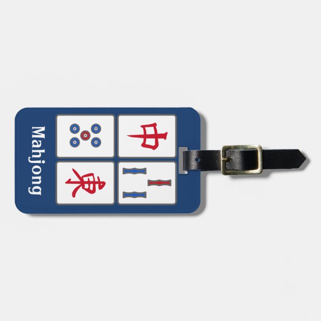 Mahjong Game Tiles Design Luggage Tag Gepäckanhänger (Vorderseite horizontal)