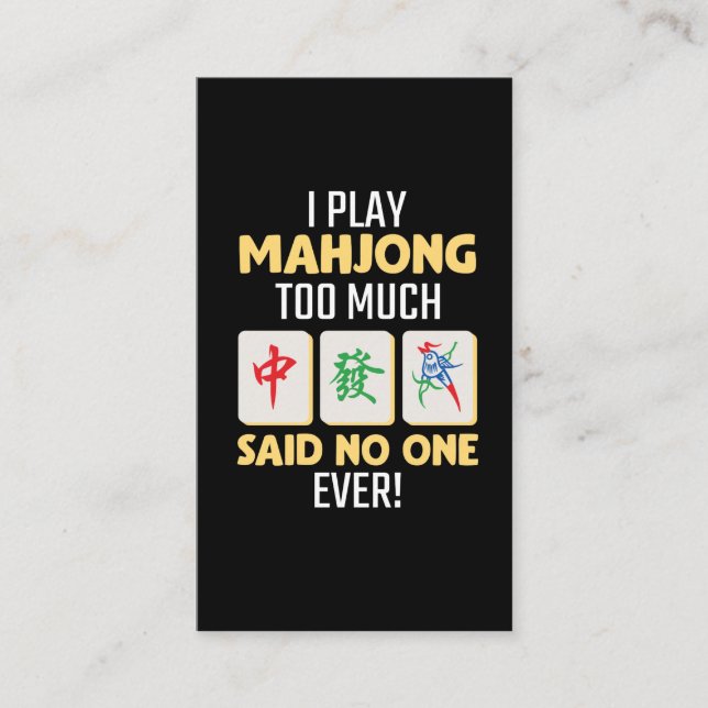 Mahjong Gamer Board Game China Japan Mah Jong Visitenkarte (Vorderseite)
