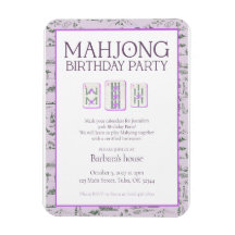 Mahjong-Geburtstagseinladung, lila Toile