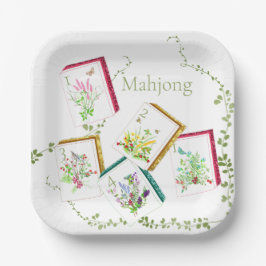 Mahjong Glitzer Tiles Paper Plate Pappteller