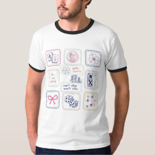 Mahjong-inspirierte Kacheln und Collage mit Glücks T-Shirt