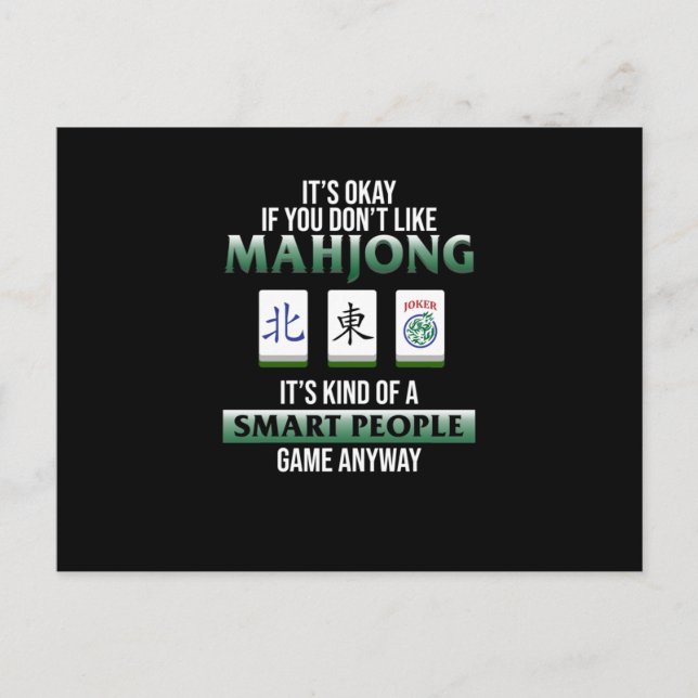 Mahjong Is A Smart People Game Mahjong Player Postkarte (Vorderseite)