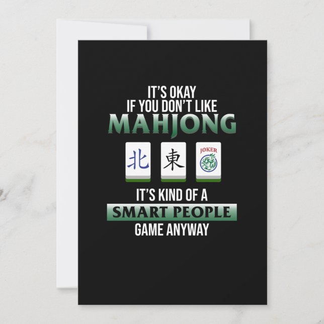 Mahjong ist ein Smart People Game Mahjong Player Einladung (Vorderseite)