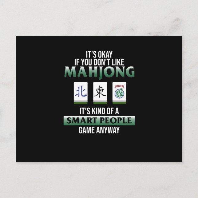Mahjong ist ein Smart People Game Mahjong Player Einladungspostkarte (Vorderseite)