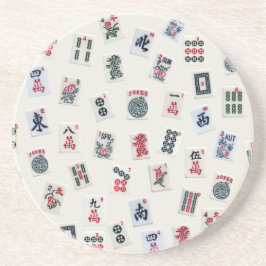 Mahjong Kacheln auf pastellfarbenem Abzeichen Sand Getränkeuntersetzer