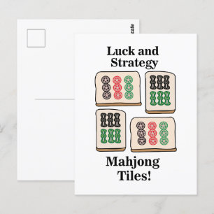 Mahjong-Kacheln Glück Strategie Spieler Fans Postkarte