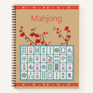 Mahjong Kirschblüten Spiralblock Notizbuch