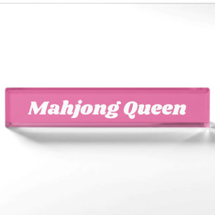 Mahjong-Königin in Hellrosa Namensplakette