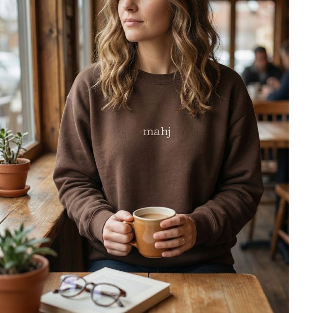 Mahjong Lover Simple Minimalist Trendy Modern Besticktes Sweatshirt (Von Creator hochgeladen)