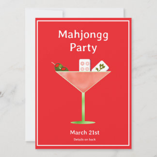 Mahjong Martini Cocktail Party Invitation