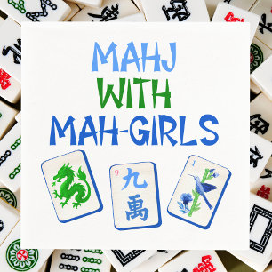 Mahjong mit Mah-Mädchen / Wasserfarben-Mahjong-Ste Serviette