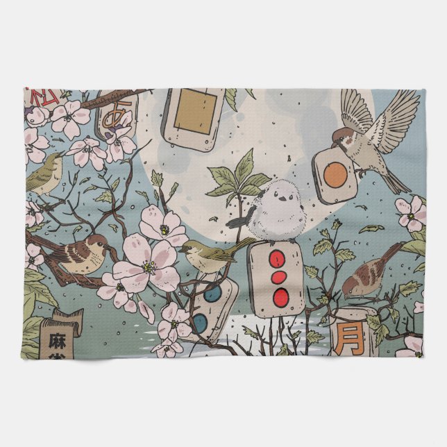 Mahjong Mondaufgang Geschirrtuch (Horizontal)