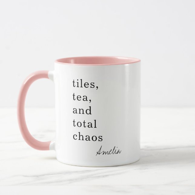 Mahjong-Mutter-Kacheln-Tee-Chaos-Lustiger-Spruch-N Tasse (Links)