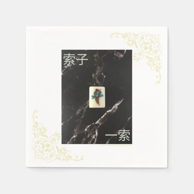 Mahjong Napkin mit Kantonesisch 1 von Bamboo Serviette (Vorderseite)