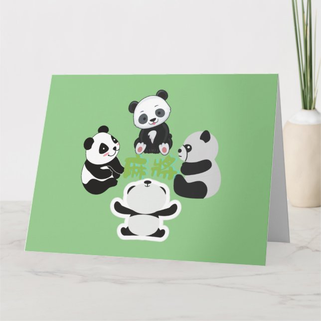 Mahjong Panda Niedlich Funny Karte (Vorderseite)