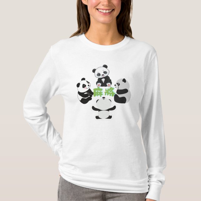 Mahjong Panda Niedlich Funny T-Shirt (Vorderseite)