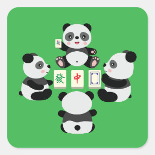 Mahjong Panda Quadratischer Aufkleber