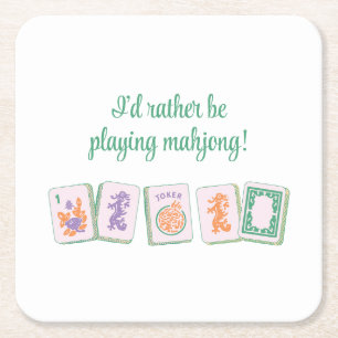 Mahjong-Papierserviettenhalter, Lila/Grün Rechteckiger Pappuntersetzer