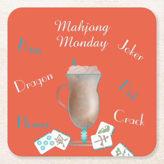 Mahjong Party Coasters Rechteckiger Pappuntersetzer (Vorderseite)