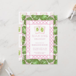 Mahjong-Party-Einladung, Kohl und Rosa Einladung
