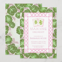 Mahjong-Party-Einladung, Kohl und Rosa Einladung