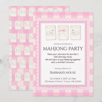 Mahjong Party Invitation, grandmillennial swans Einladung