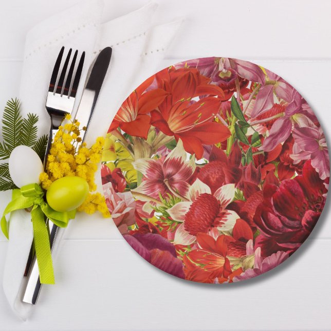 Mahjong Party Rich Bold Floral Pappteller (Von Creator hochgeladen)