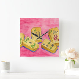 Mahjong Quadratische Wanduhr