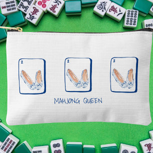 MAHJONG QUEEN Blue Stripe Flats Mahjong Preppy Zubehörtasche